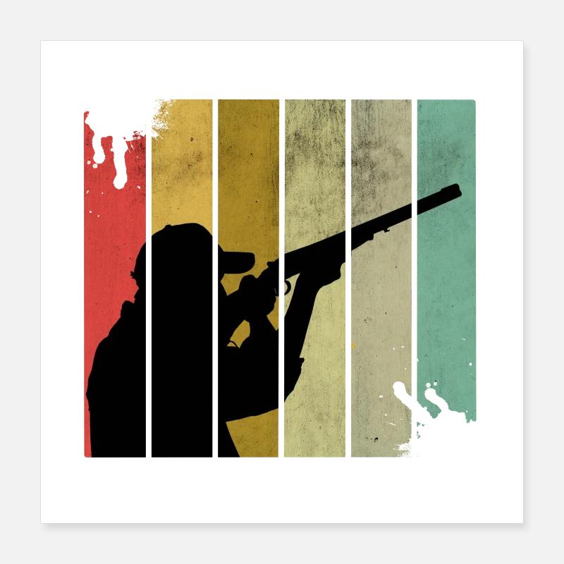 Chasseurs de chasse Rétro Poster 40 x 40 cm