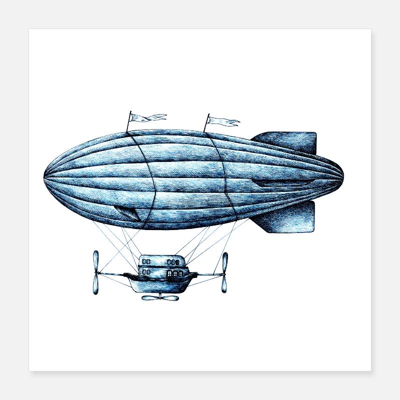Blauer Stern Zeppelin Poster 40x40 cm