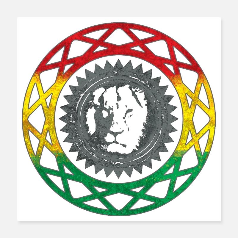 Löwengesicht im Rasta-Mandala-Stil Poster 40x40 cm