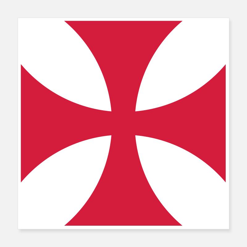Temple cross red and fire Poster 16" x 16" (40x40 cm)