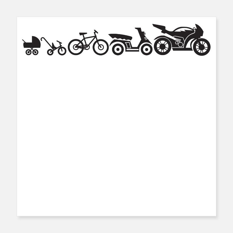 Motorcycle Evolution Development Motorcycles Funny Poster 16" x 16" (40x40 cm)
