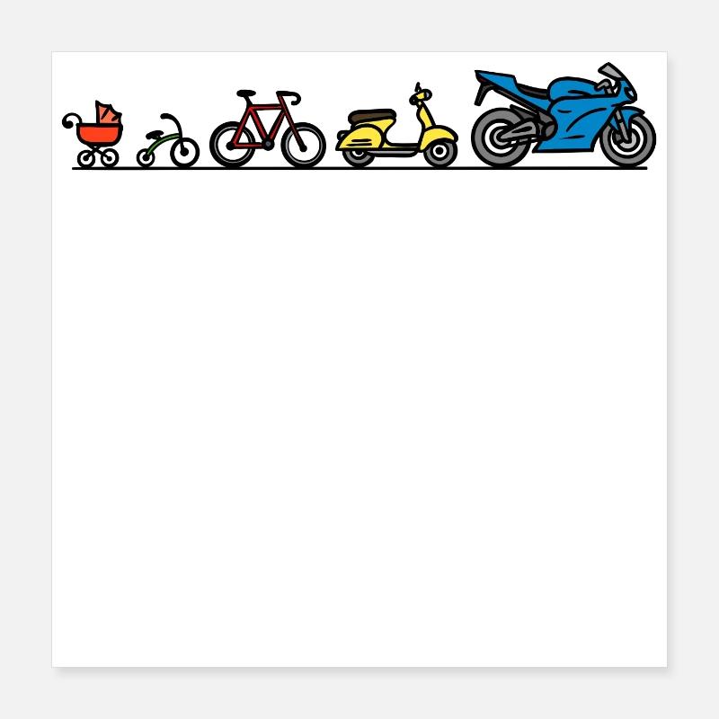 Motorrad Motorräder Evolution Entwicklung Biker Poster 40x40 cm
