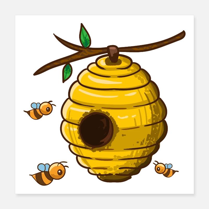 Bees around the hive Poster 16" x 16" (40x40 cm)