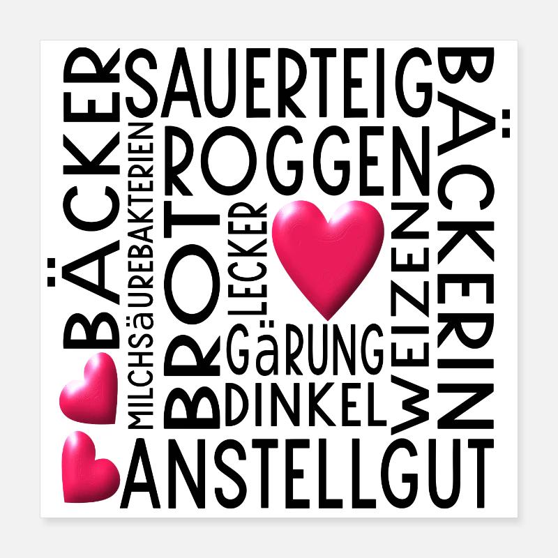 HOBBYBÄCKERIN SAUERTEIG FÜTTERN BROT BACKEN TEIG Poster 40x40 cm