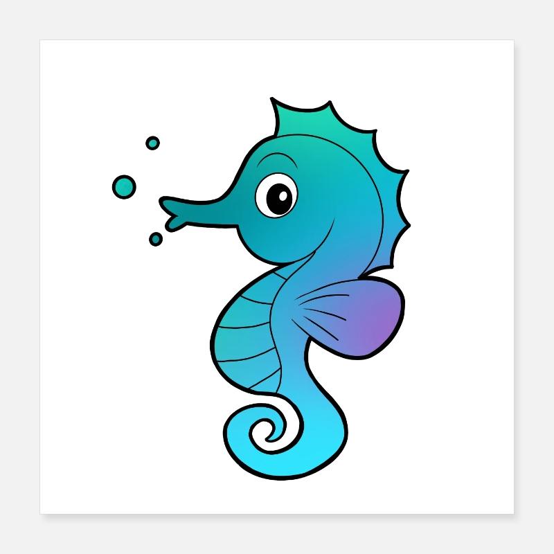 Seepferdchen Seepferd Poster 40x40 cm