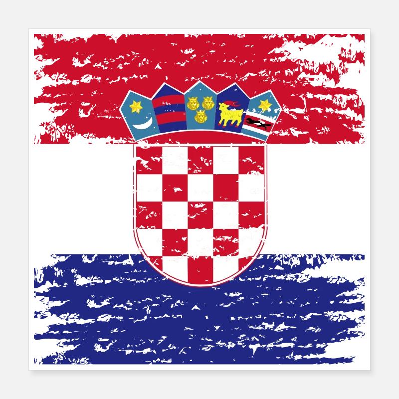 Authentisches kroatisches Flaggenwappen Poster 40x40 cm