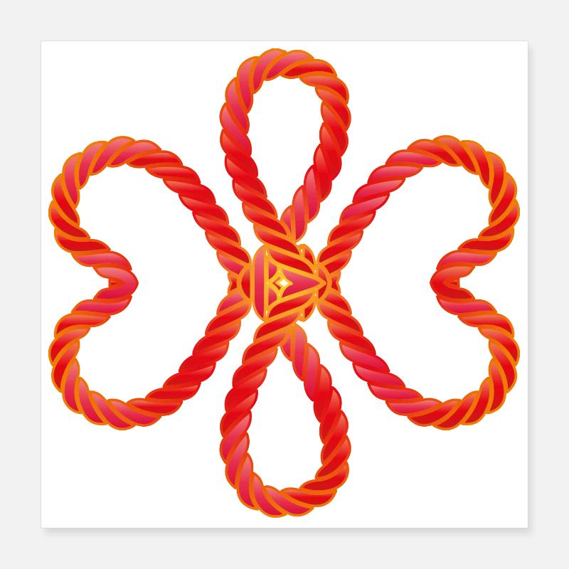 hjerteformede røde sammenflettede ledninger Poster 40x40 cm