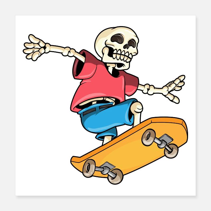 Skeleton Skater Skateboard Poster 16" x 16" (40x40 cm)