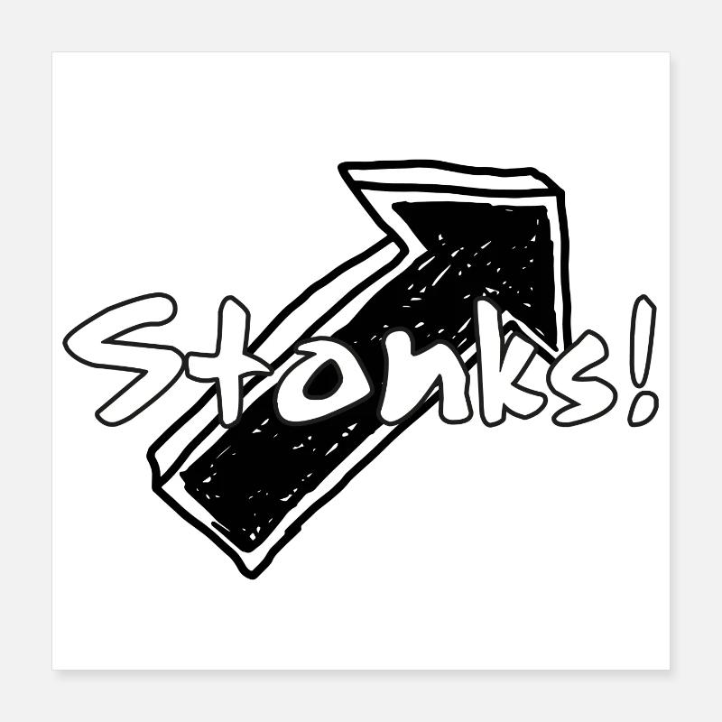 Stonks ! Graphismes de mots graffitis Poster 40 x 40 cm