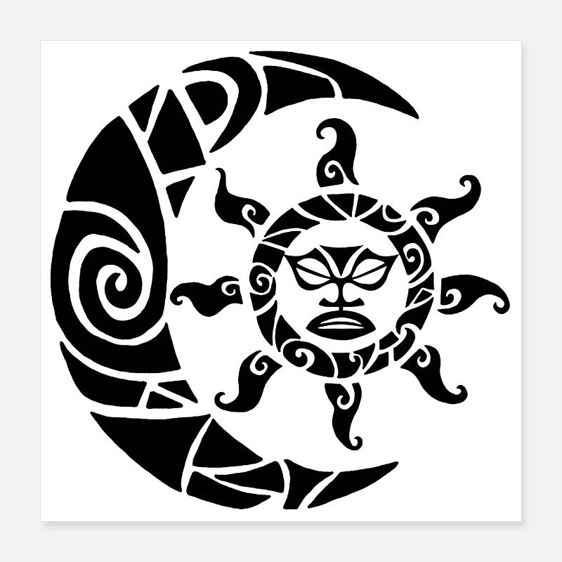 Moon, sun and nature (black) Poster 16" x 16" (40x40 cm)