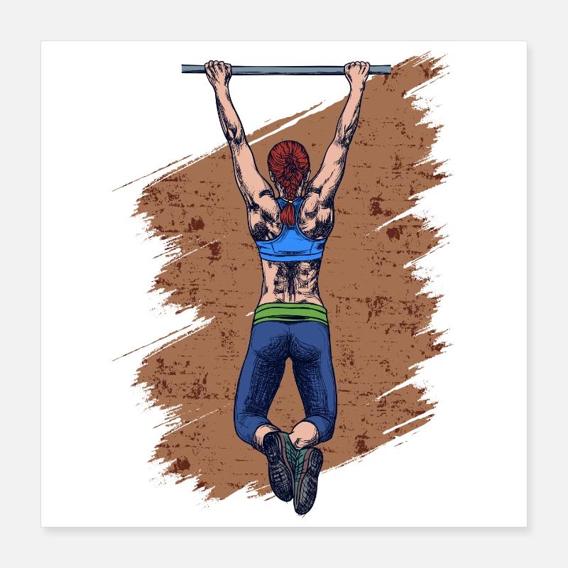 Pull Up Gym Workout Training Sport Gym Poster 16" x 16" (40x40 cm)