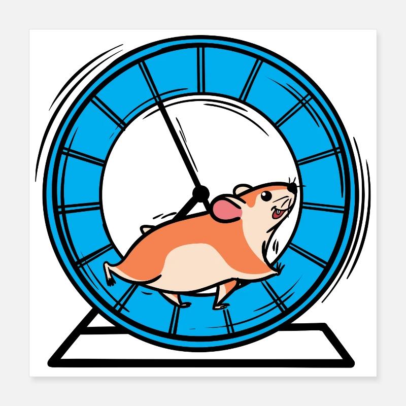Hamster wheel running sprinting jogging funny workout Poster 16" x 16" (40x40 cm)