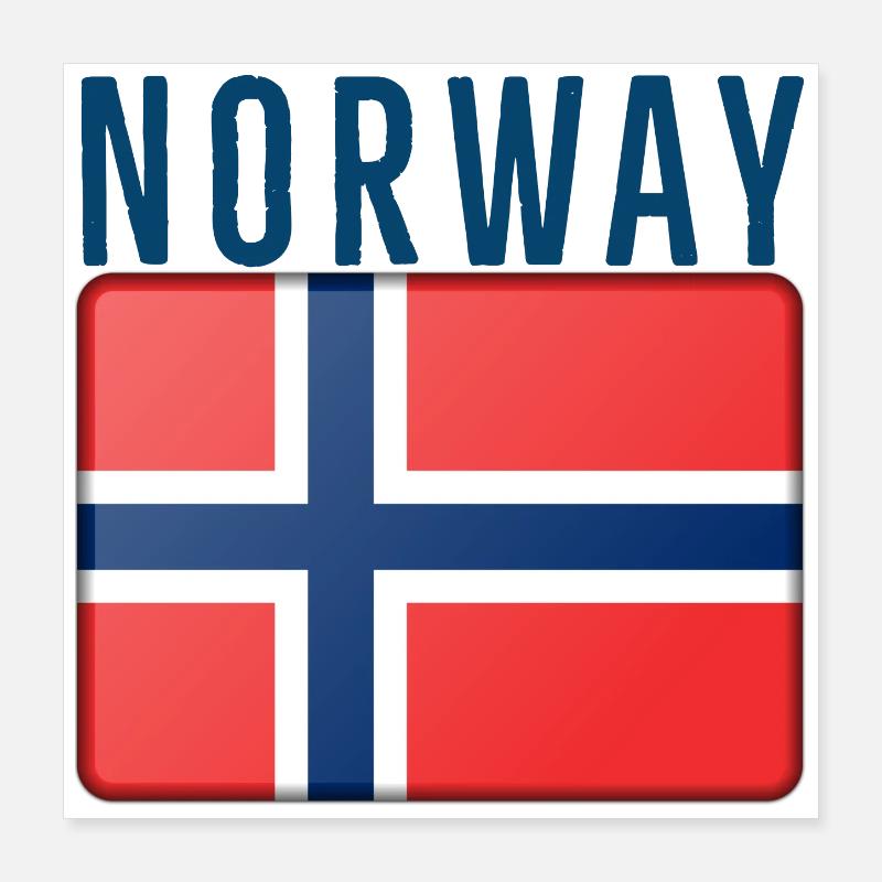 Drapeau de la Norvège avec lettrage Poster 40 x 40 cm