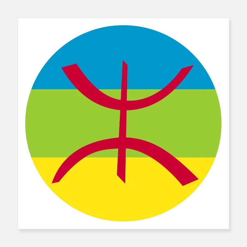 Sticker drapeau berbère cocarde amazigh Poster 40 x 40 cm