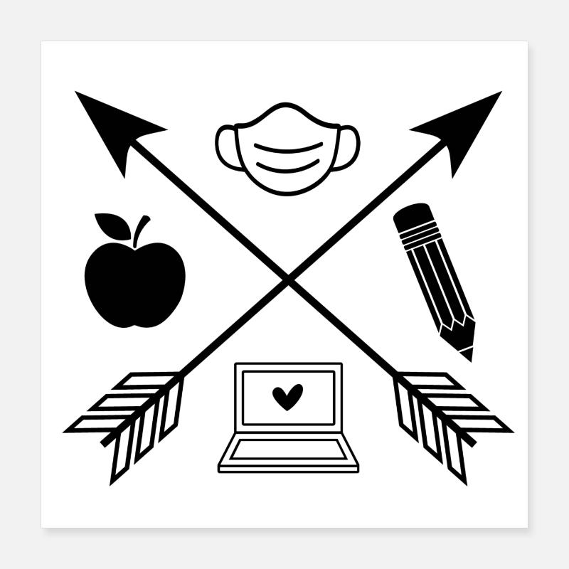 Professeur Symboles École Masque Uni Poster 40 x 40 cm