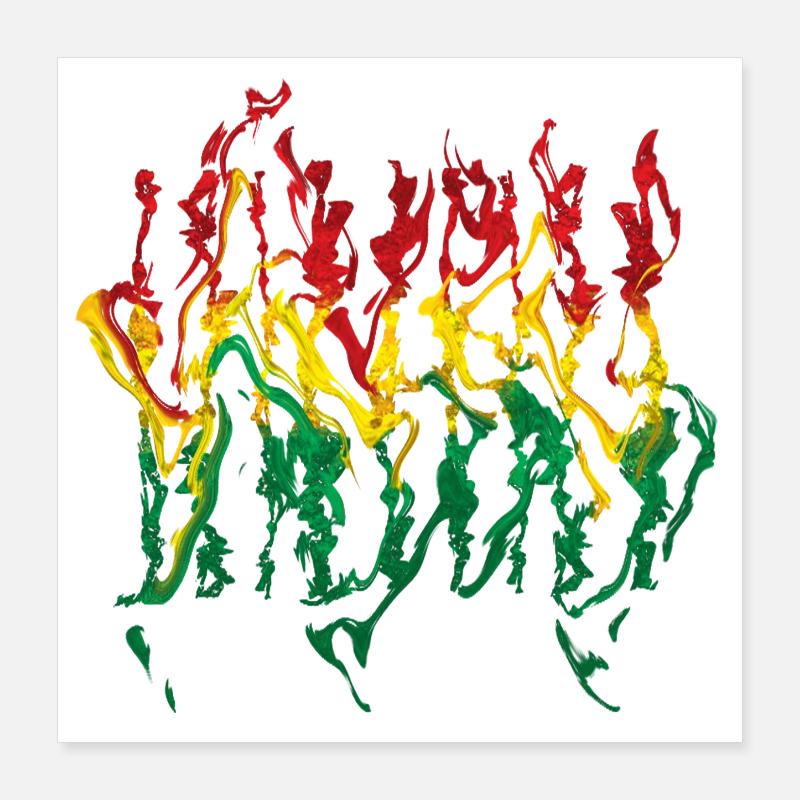 Vivid Reggae Flame Illustration Reggae Poster 16" x 16" (40x40 cm)