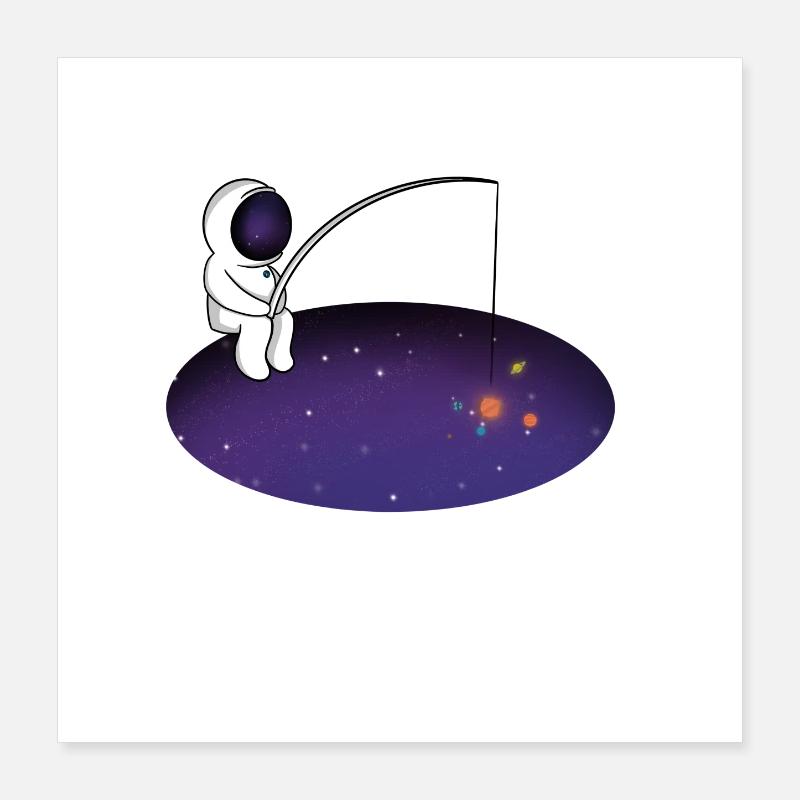space fisherman Poster 16" x 16" (40x40 cm)