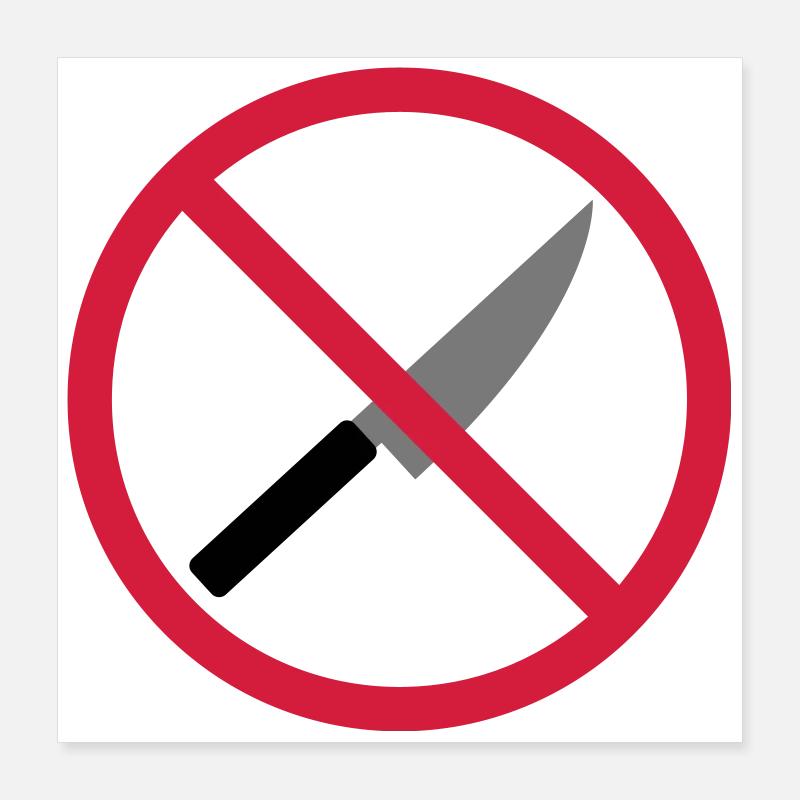 Verboten Schild Messer Poster 40x40 cm