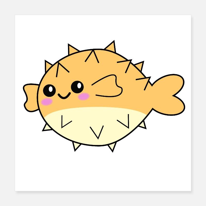 Poisson-globe mignon animal Poster 40 x 40 cm