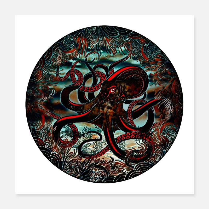 Krake Meer Poster 40x40 cm