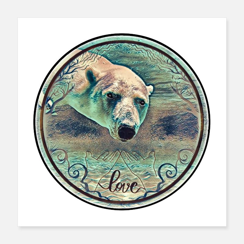 Ours polaire sous l'eau Poster 40 x 40 cm