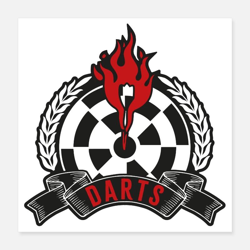 Flaming Dartboard Emblem Poster 16" x 16" (40x40 cm)