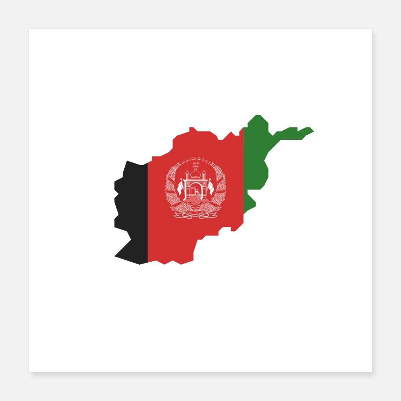 Afghan flag map design Poster 16" x 16" (40x40 cm)