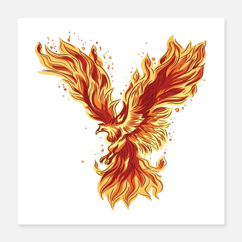Phénix ardent Mythos Design Poster 40 x 40 cm