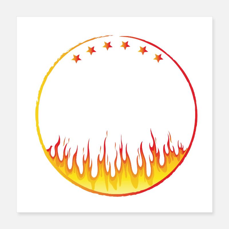 circle on fire with Stars Poster 40 x 40 cm