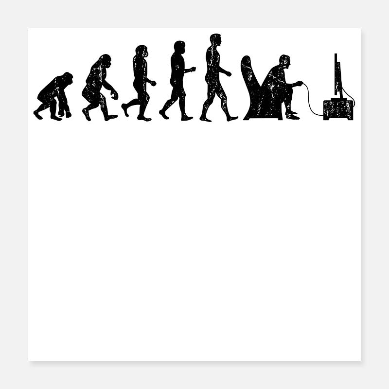 Gamer Zocken Nerd Esports Game Console Evolution Poster 16" x 16" (40x40 cm)
