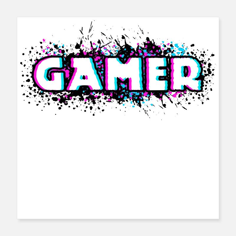 Gamer Gamecker Cool Jeux vidéo Console de jeu Nerd Poster 40 x 40 cm