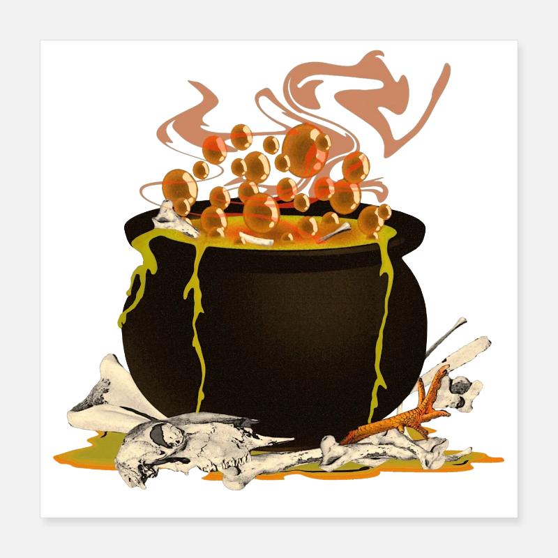 chaudron magique, imprimés effrayants, conception de sorcière Poster 40 x 40 cm
