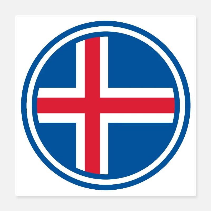 Drapeau Islande rond Poster 40 x 40 cm