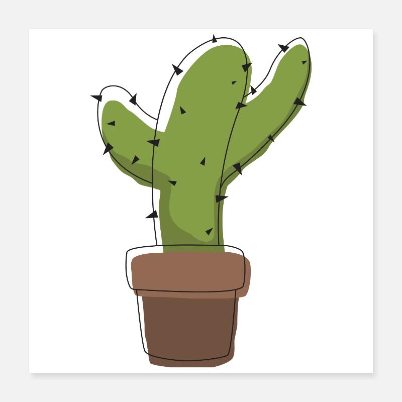 Cactus dans un pot – illustration graphique Poster 40 x 40 cm