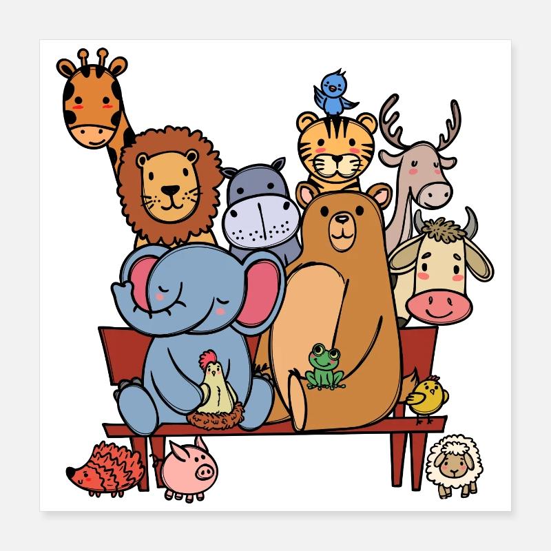 Tierwelt Lebewesen Bär Elefant Löwe Cool Poster 40x40 cm