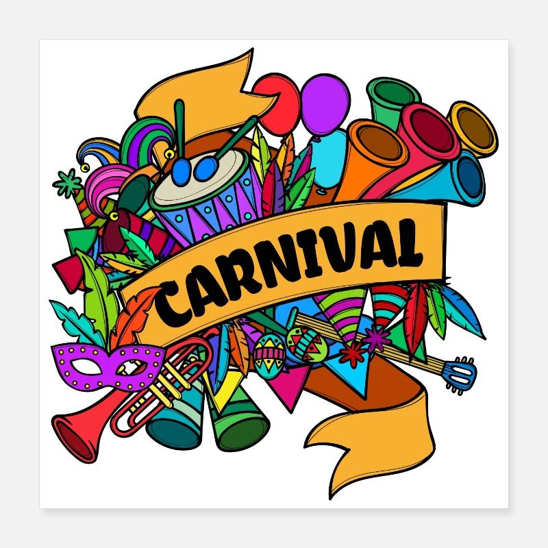 Carnaval Masques Carnaval défilé Poster 40 x 40 cm