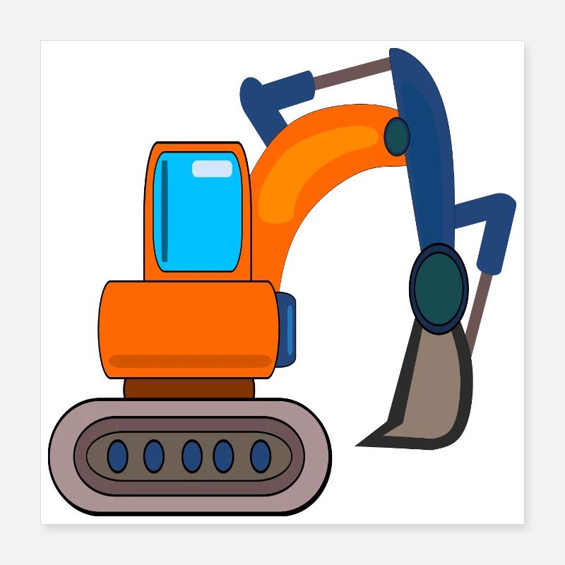 BAUSTELLE BAGGER KINDER BAGGERN Poster 40x40 cm