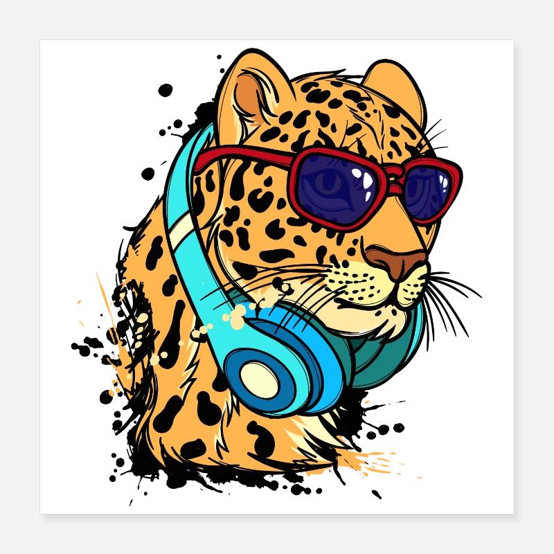 Cool Animal Headset Poster 16" x 16" (40x40 cm)