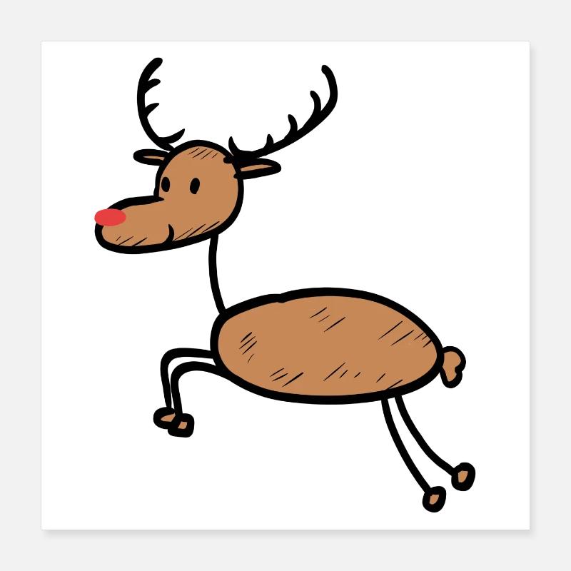 Funny reindeer Christmas Poster 16" x 16" (40x40 cm)