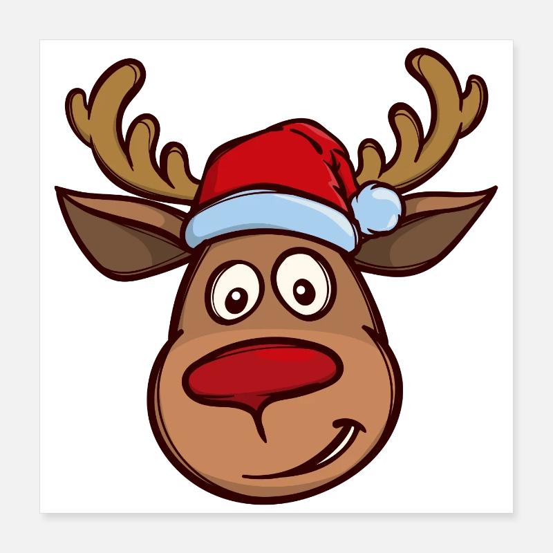 Noël renne visage Poster 40 x 40 cm