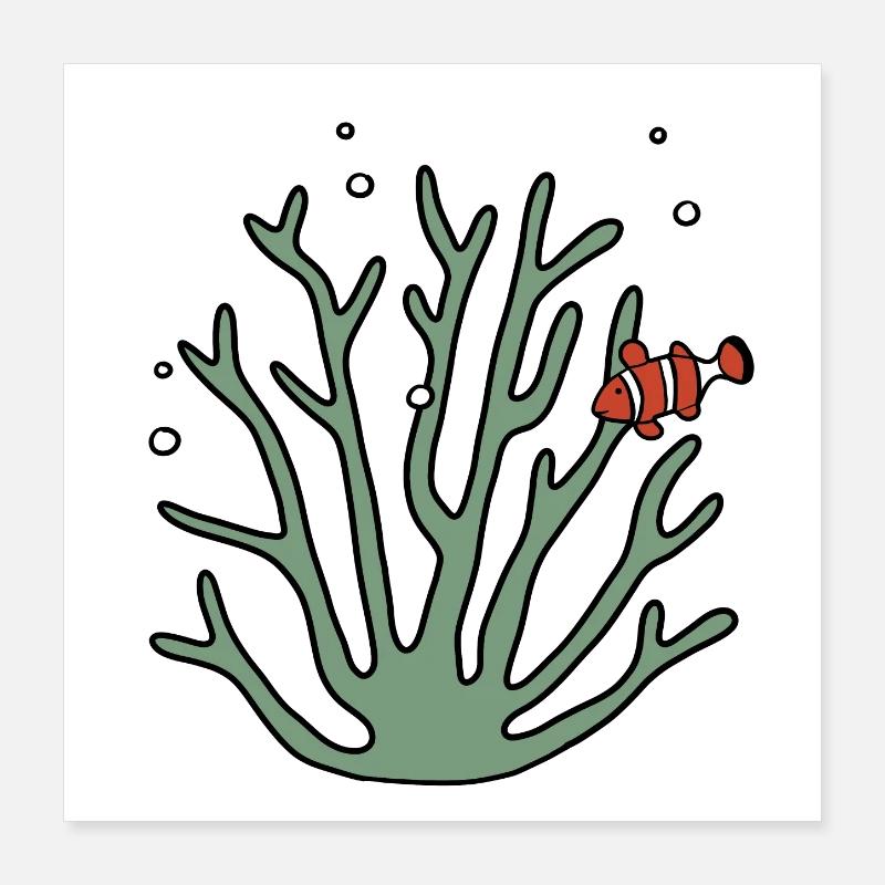 Coral anemone fish Poster 16" x 16" (40x40 cm)