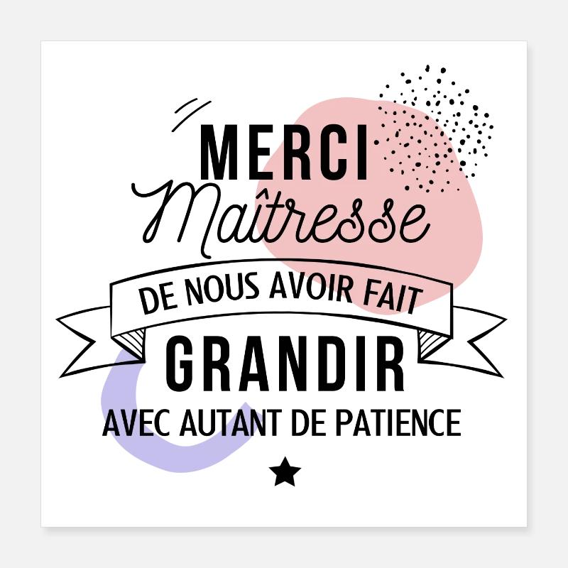 Merci maîtresse Poster 40 x 40 cm