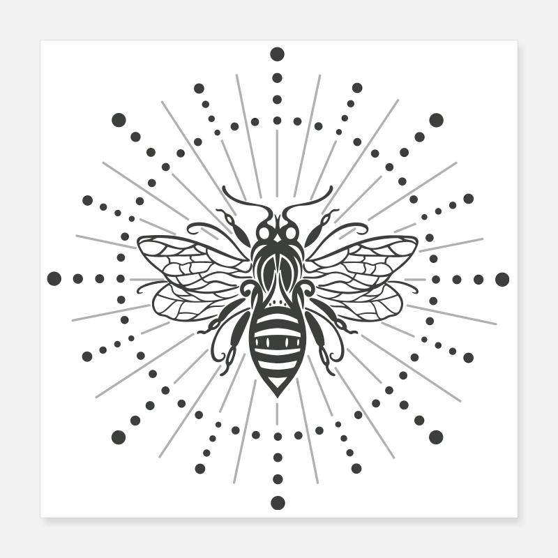 Bee Sun rays Honey bee Poster 16" x 16" (40x40 cm)
