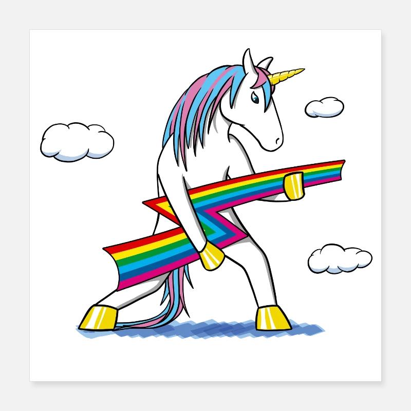 Rainbow Rock – Unicorn with Rainbow Lightning Poster 16" x 16" (40x40 cm)