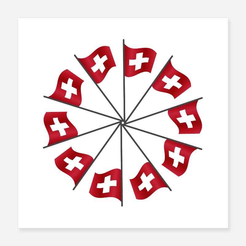 Swiss flags | Swiss flags Poster 16" x 16" (40x40 cm)