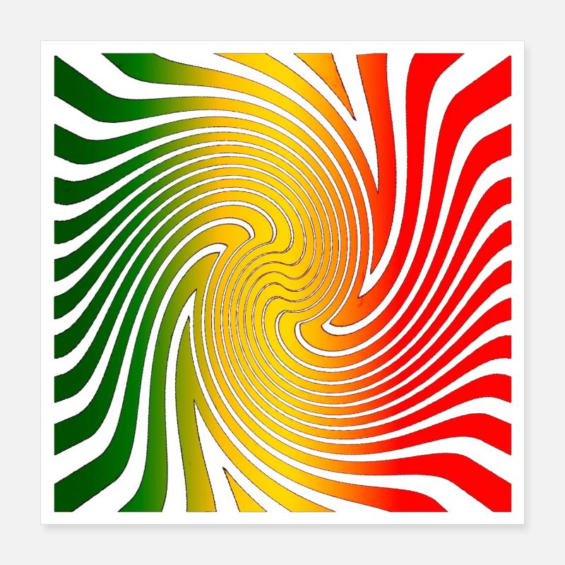Psychodelisches Spiraldesign mit Regenbogenfarben Poster 40x40 cm