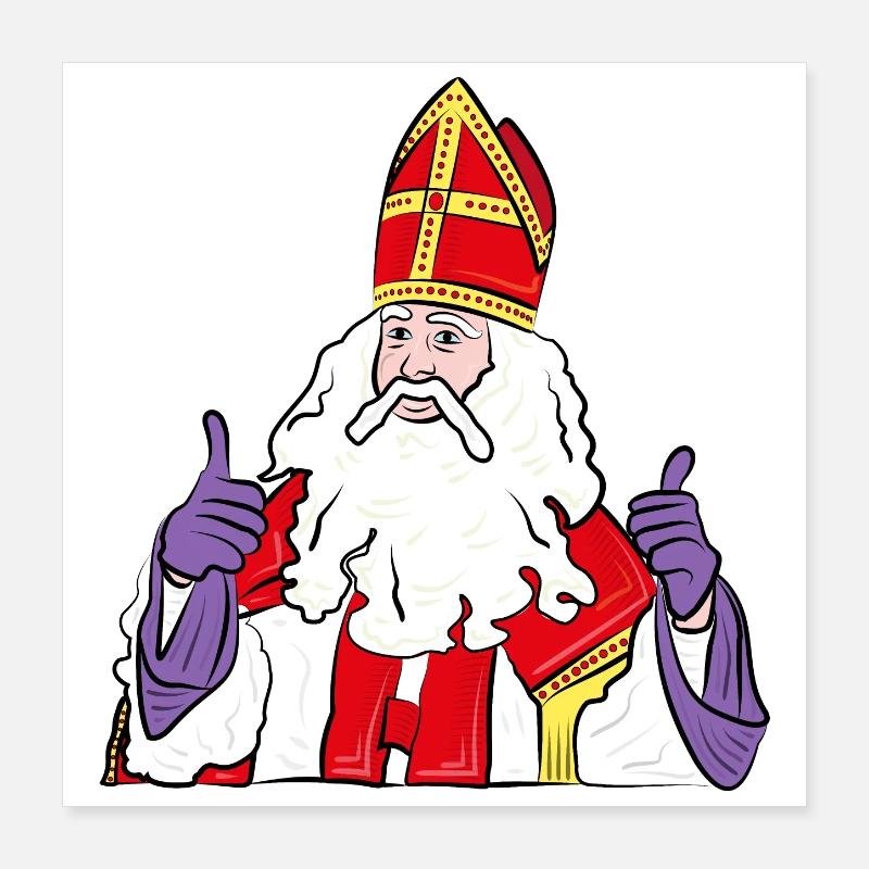 Sinterklaas pouce vers le haut zwartepiet Poster 40 x 40 cm