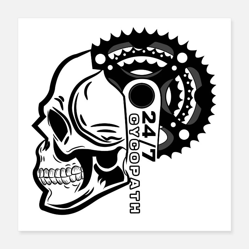 Biker Bicycle Skull Saying Poster 16" x 16" (40x40 cm)