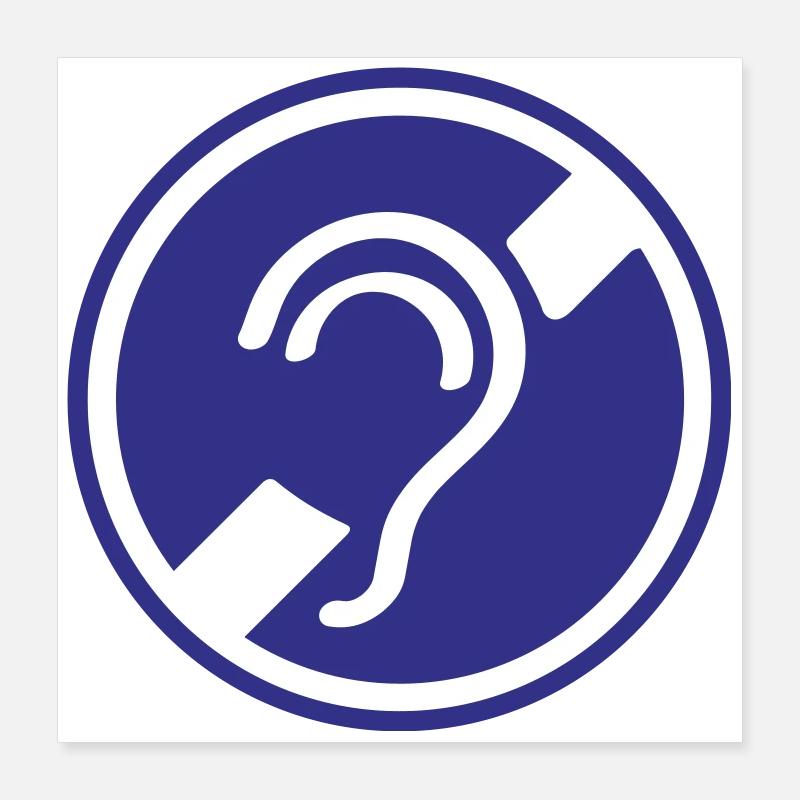 Sourd, malentendant, surdité, signe de perte auditive Poster 40 x 40 cm