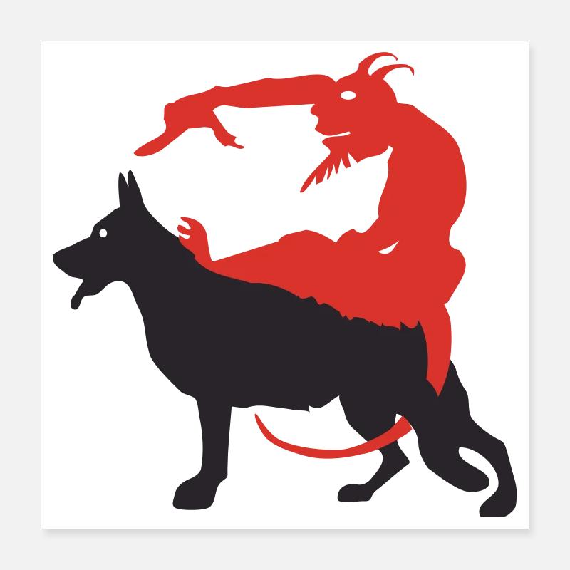 Shepherd devil - BIG - Poster 16" x 16" (40x40 cm) - white